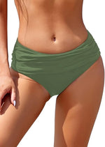 Shekini Women's Ruched Bikini Bottom Swimsuit Swimming Costume Medium Waist BNWT