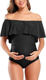 Shekini Women's Maternity Ruffled Off Shoulder Swimsuit Swimming Costume BNWT