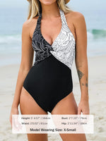 Cupshe Women's Halter Twist Front Tropical Print Swimsuit Swimming Costume BNWT