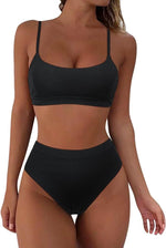 RXRXCOCO Tummy Control High Waist Ribbed Bikini Swimsuit Swimming Costume BNWT