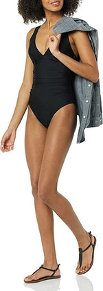 Amazon Essentials Women's Plunge Shaping Swimsuit Swimming Costume Black BNWT