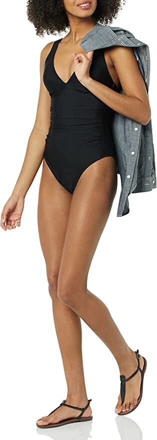 Amazon Essentials Women's Plunge Shaping Swimsuit Swimming Costume Black BNWT