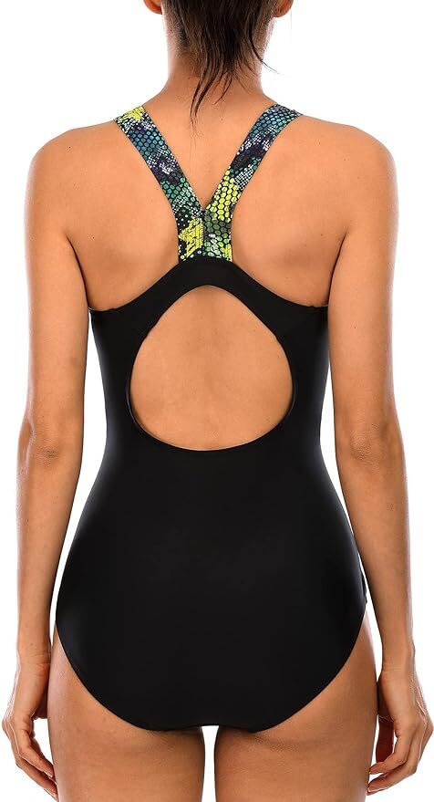 CharmLeaks Women's Padded Colour Block Racerback Swimsuit Swimming Costume BNWT