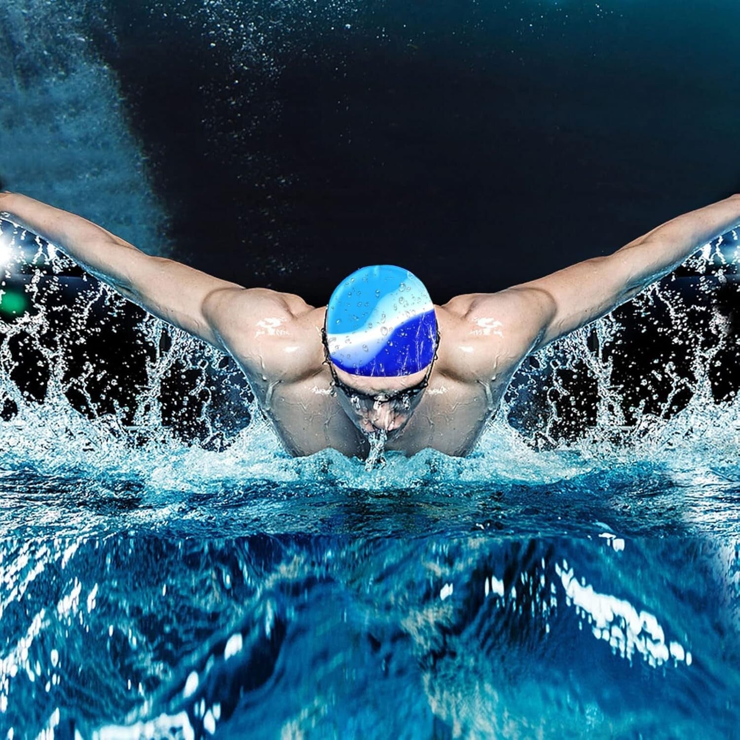 TSHAOUN 2 Pack Classic Silicone Swim Cap Swimming Hat Adults Men Women BNWT