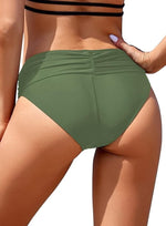 Shekini Women's Ruched Bikini Bottom Swimsuit Swimming Costume Medium Waist BNWT
