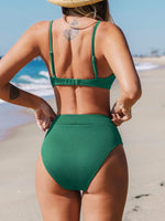 Cupshe Women's High Waist Ribbed Texture Bikini Swimsuit Swimming Costume BNWT