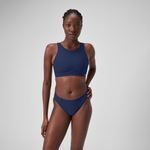 Speedo Women's Solid High Neck Crop Top Swimsuit Swimming Costume Swimwear BNWT