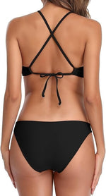 Attraco Women's Padded High Neck Bikini Two Piece Swimsuit Swimming Costume BNWT