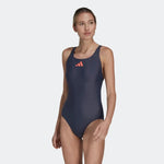Adidas Women's 3 Bars One Piece Swimsuit Swimming Costume HR6471 BNWT
