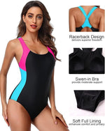 Attraco Women's Padded Colour Block Racerback Swimsuit Swimming Costume BNWT