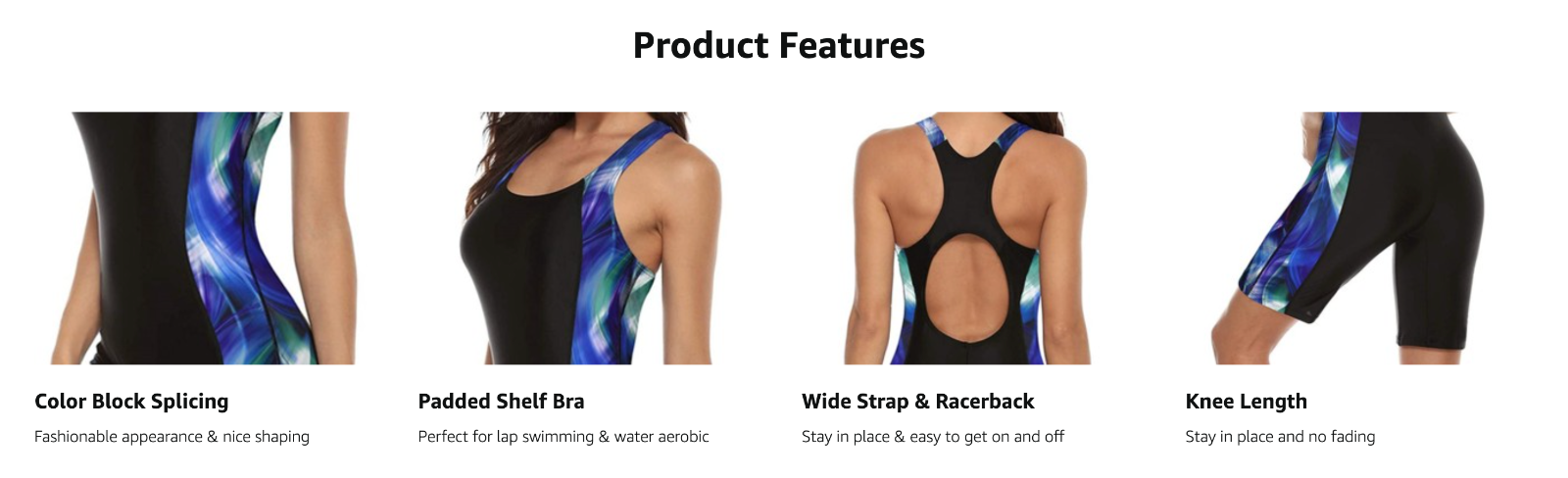 Attraco Women's Boyleg Legsuit Racerback Swimsuit Swimming Costume Kneeskin BNWT
