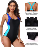 CharmLeaks Women's Padded Colour Block Racerback Swimsuit Swimming Costume BNWT