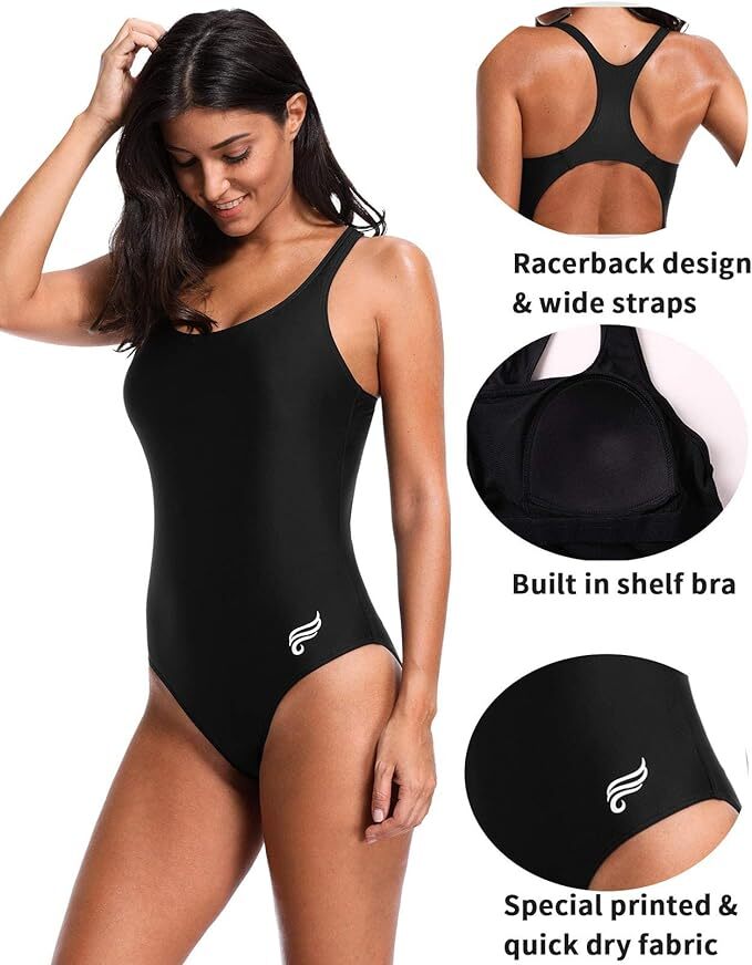 Attraco Women's Padded Racerback Swimsuit Swimming Costume Swimwear BNWT