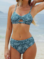 Cupshe Women's Cut-Out Mid-Rise Ruched Bikini Swimsuit Swimming Costume BNWT