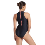 Zoggs Women's Cable Zipped High Neck Swimsuit Swimming Costume BNWT