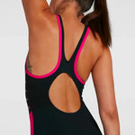 Speedo Women's Boom Logo Splice Muscleback Swimsuit Swimming Costume Pink BNWT