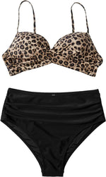DOULAFASS High Waist Ruched Tummy Control Bikini Swimsuit Swimming Costume BNWT