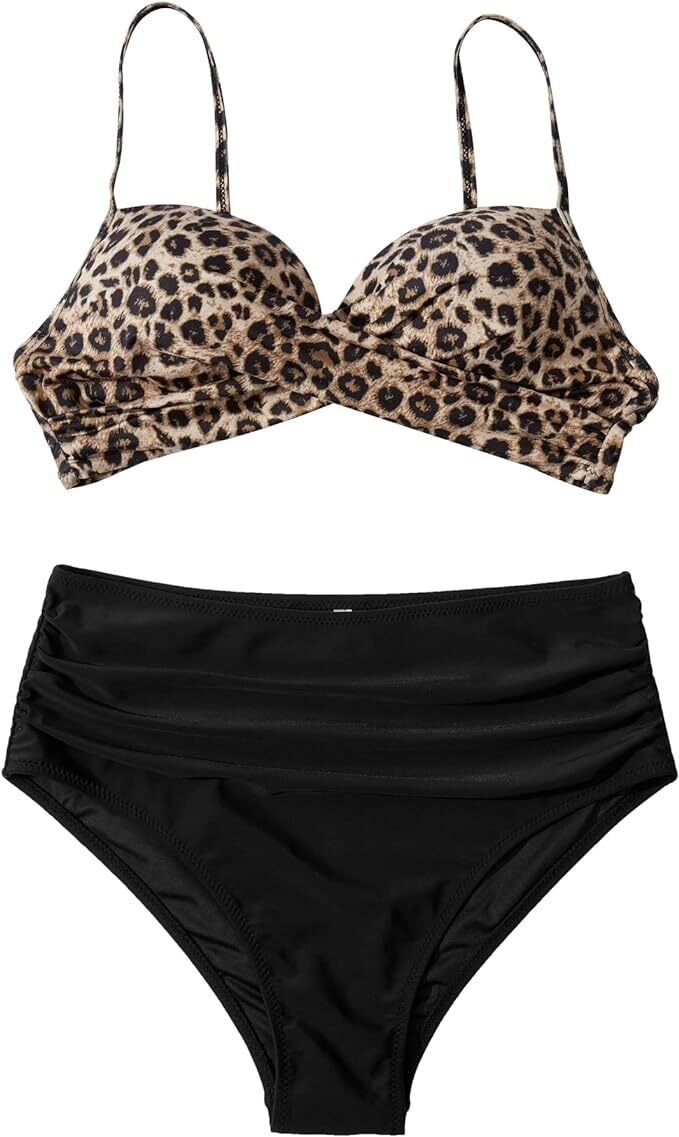DOULAFASS High Waist Ruched Tummy Control Bikini Swimsuit Swimming Costume BNWT