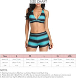Greensen Women's Padded Boyshort Striped Bikini Swimsuit Swimming Costume BNWT