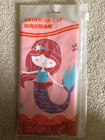 AKSXU Girls Silicone Swimming Cap Swim Hat Pink Mermaid Children Kids 6-14 Years