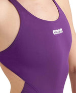 Arena Women's Team Swim Tech Solid Swimsuit Swimming Costume Girls Plum BNWT