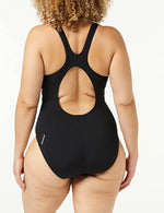Speedo Women's Boom Logo Splice Muscleback Swimsuit Swimming Costume White BNWT