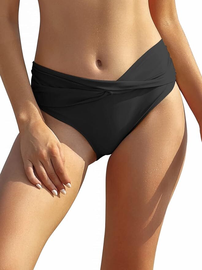 Shekini Women's Twist Front Bikini Bottom Swimsuit Swimming Costume Ruched BNWT