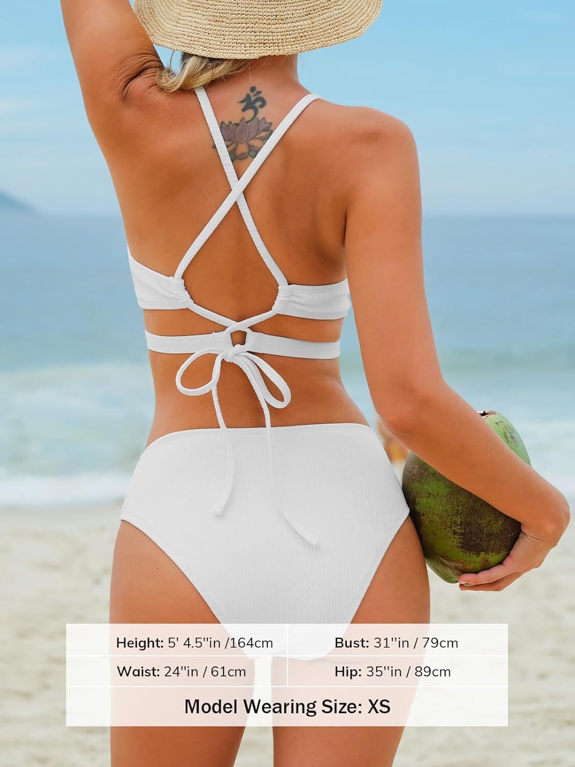 Cupshe Women's Mid-Rise Ribbed Triangle Bikini Swimsuit Swimming Costume BNWT