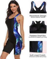 Attraco Women's Boyleg Legsuit Racerback Swimsuit Swimming Costume Kneeskin BNWT