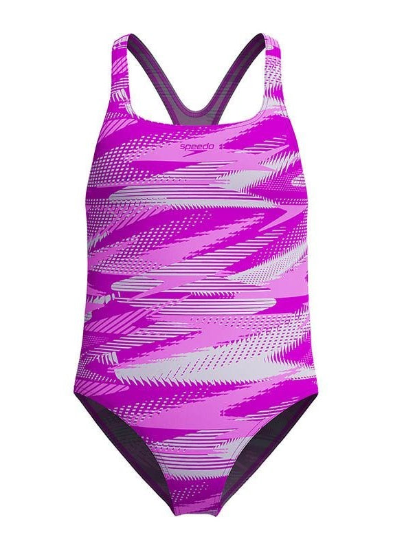 Speedo Girls Hyperboom Allover Medalist Swimsuit Swimming Costume Junior BNWT