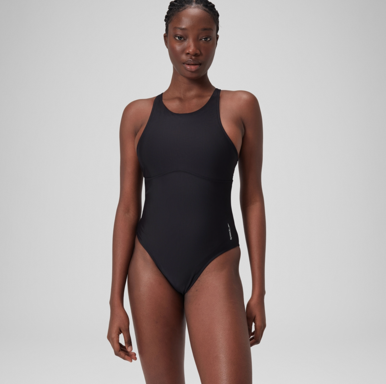 Speedo Women's Solid High Neck Swimsuit Swimming Costume Swimwear BNWT