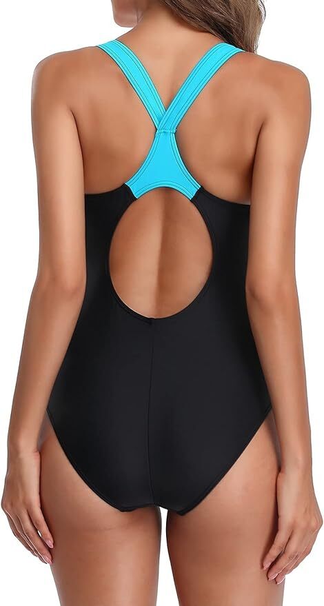 Attraco Women's Padded Colour Block Racerback Swimsuit Swimming Costume BNWT