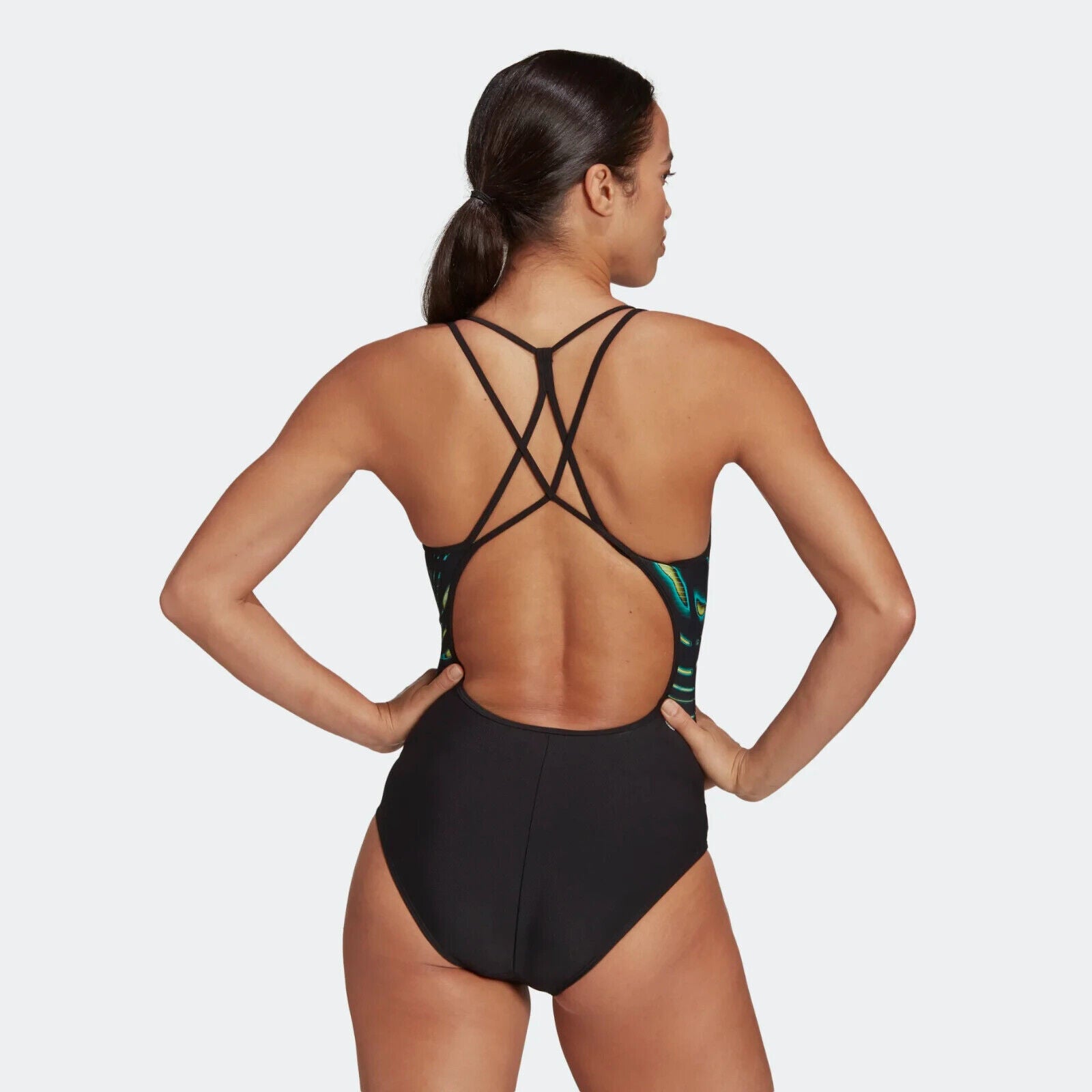 Adidas Women's Souleaf Graphic Swimsuit Swimming Costume Ladies H57174 BNWT