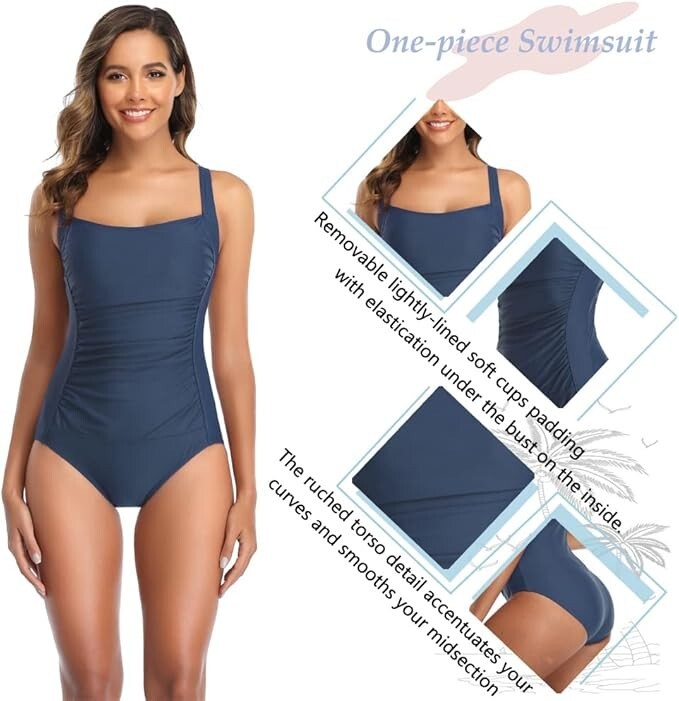 Joweechy Women's Ruched Tummy Control Swimsuit Swimming Costume Swimwear BNWT