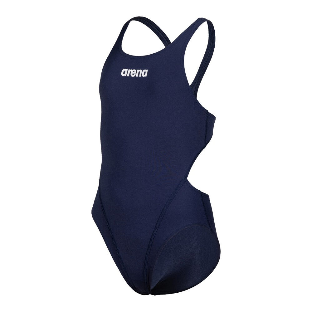 Arena Girl's Team Swim Tech Swimsuit Solid Swimming Costume Navy BNWT