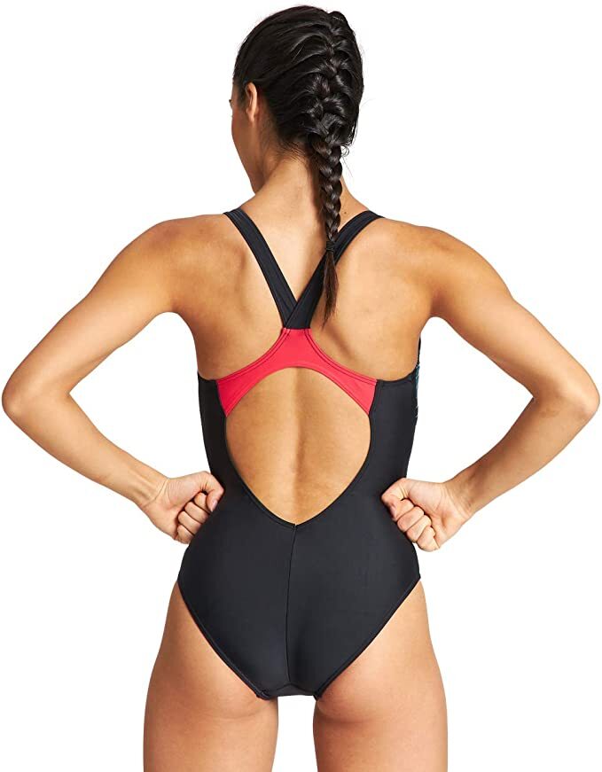 Arena Women's W Threefold V Back Swimsuit Swimming Costume Black BNWT