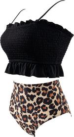 RXRXCOCO Womens Bandeau High Waist Ruffled Bikini Swimsuit Swimming Costume BNWT