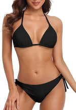 CharmLeaks Women's Padded Triangle Bikini Swimsuit Swimming Costume Slit BNWT