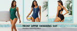 CharmLeaks Women's Padded Zip Racerback Swimsuit Swimming Costume Swimwear BNWT