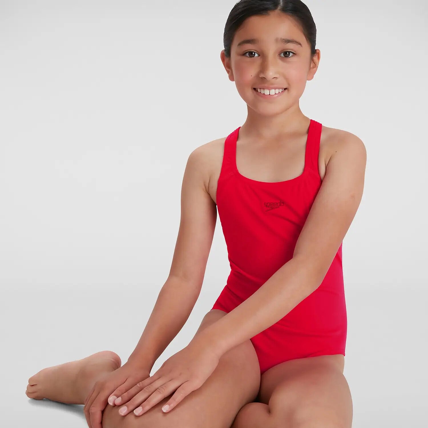Speedo ECO Endurance+ Medalist Girls Junior Swimsuit Swimming Costume Red BNWT