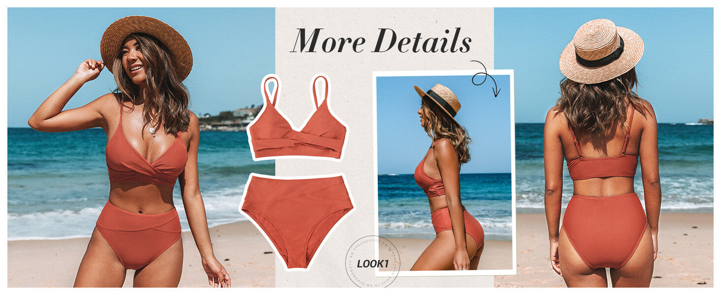 Cupshe Women's High Waist Twist Front V Bikini Swimsuit Swimming Costume BNWT