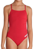 Arena Girl's Team Swimsuit Challenge Solid Swimming Costume Red BNWT