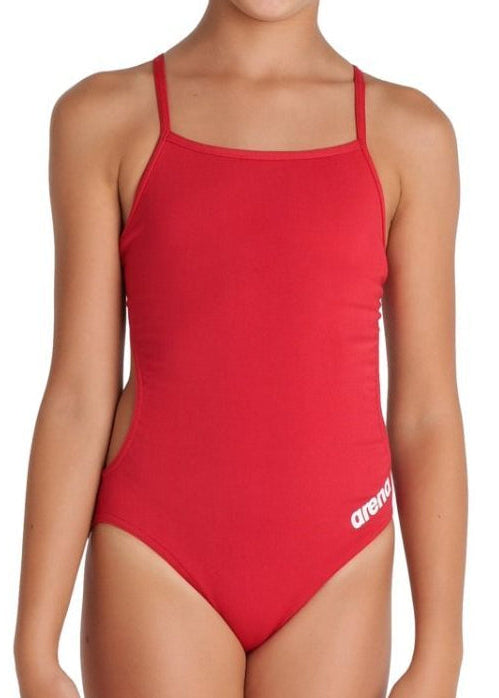 Arena Girl's Team Swimsuit Challenge Solid Swimming Costume Red BNWT