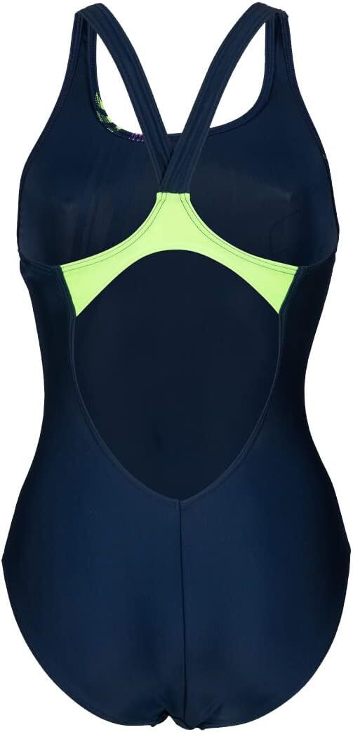 Arena Women's V Back Graphic Swimsuit Swimming Costume Ladies Navy/Green BNWT