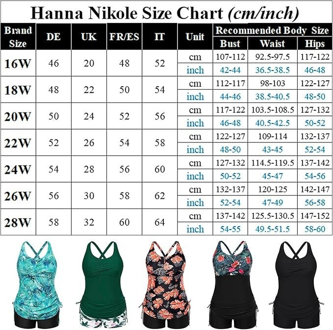 Hanna Nikole Women Tummy Control Tankini Plus Size Two Piece Swimsuit Drawstring