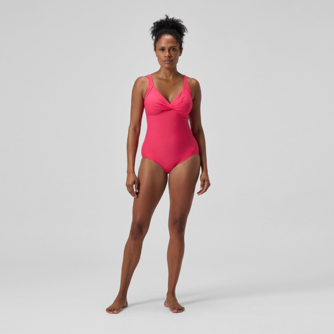 Speedo Women's Shaping Cross Knot Swimsuit Swimming Costume Swimwear Front BNWT