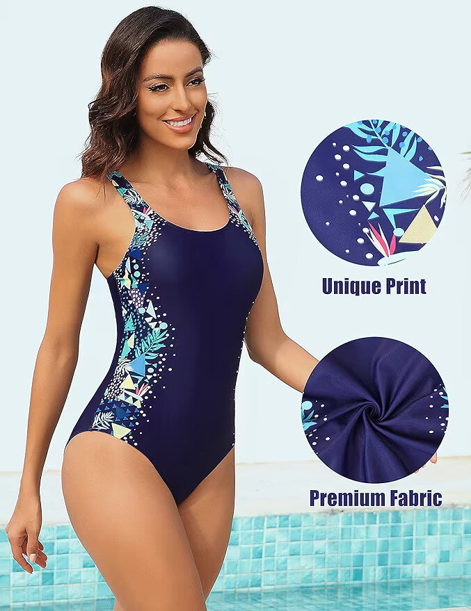 Attraco Women's Padded Colour Block Racerback Swimsuit Swimming Costume BNWT