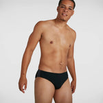 Speedo Men's Boom Logo Splice 7cm Brief Swimming Costume Swimsuit Black BNWT