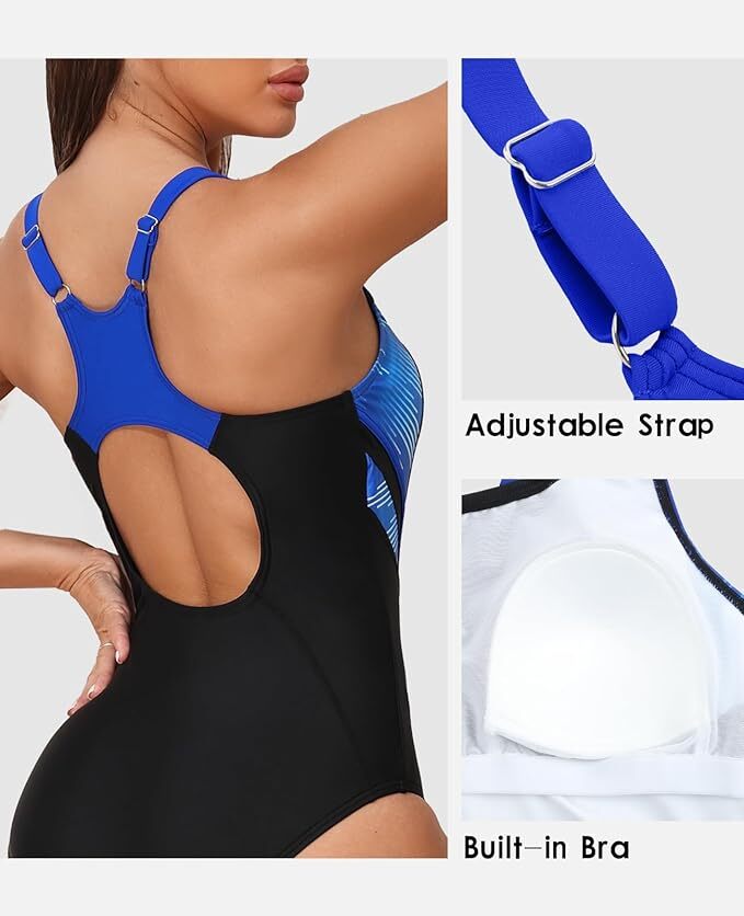 Attraco Women's Padded Athletic Racerback Swimsuit Swimming Costume BNWT