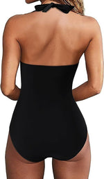 RXRXCOCO Women's Halter High Waist Tummy Control Swimsuit Swimming Costume BNWT